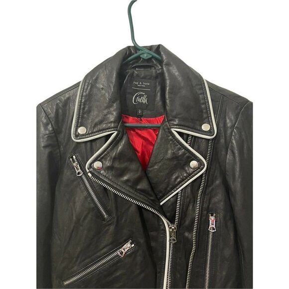 Rag & Bone Cruella Leather Moto Jacket 100% Lamb Leather Disney $1295 Size Small - Picture 7 of 9